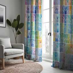 Colorful Watercolor Curtain, Abstract Rainbow Panel, Made To Measure Drapes, Modern Bright Window Treatment For Living Room Or Kids - thumbnail 3