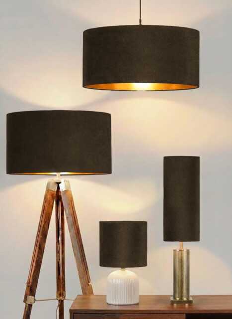 New Luxury Velvet Dark Brown Upholstery Drum Lamp Shade & Pendant Light Suitable For Both Table Ceilings - image 1