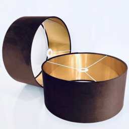 New Luxury Velvet Dark Brown Upholstery Drum Lamp Shade & Pendant Light Suitable For Both Table Ceilings - thumbnail 2