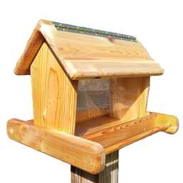 Large Post Mount Bird Feeder Cedar Wood Tbnup #1 - thumbnail 3