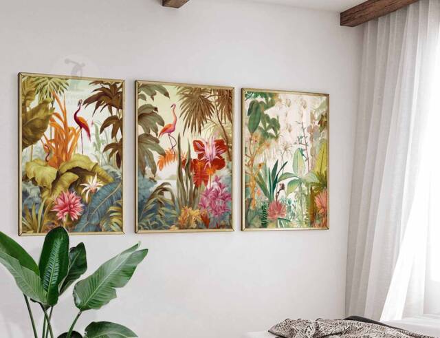 Henri Rousseau Floral Set Of 3 Posters, Boho Wall Print, Botanical Art, Tropical Decor, Jungle Aesthetic, Gift - image 1