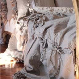 "Ruffled Linen Duvet Cover With Ties, " - thumbnail 4