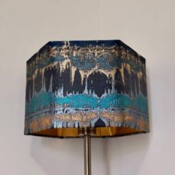 New Luxury Premium Quality Hexagon Abstract Design Lamp Shade Pendant Light Teal Blue With Brushed Gold Lining - thumbnail 4