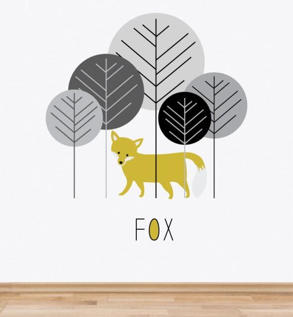 Woodland Fox Wall Sticker Decal - Nursery Stickers, Animal Decals, Home Decor, Baby Room, Art, Girl, Boy