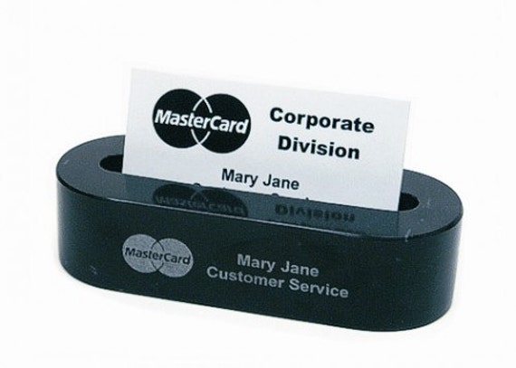 Personalized Black Marble Business Card Holder - Laser Engraved - image 1