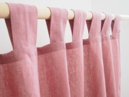Dusty Pink Tab Top Linen Curtain Panel. Window Made Of Medium - 160 G/M2