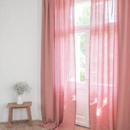 Dusty Pink Linen Curtain Panel, Tab Top Drapes, Medium 160 G/M2 - thumbnail 3