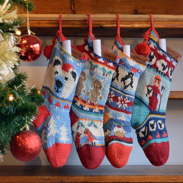 Short Christmas Stocking - Hand Knit 2 - image 1