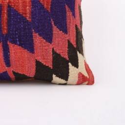 Handwoven Turkish Kilim Pillow Cover Vintage Boho Throw Cushion - 16x24 Inches - thumbnail 2