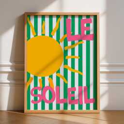 Le Soleil Print, Unframed Art, Summer Aesthetic Gallery Wall, Bauhaus, French Typography, Trendy Teen Decor, Maximalist Quote, Bar Cart Sun - thumbnail 1