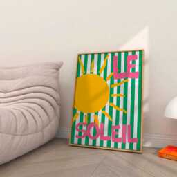 Le Soleil Print, Unframed Art, Summer Aesthetic Gallery Wall, Bauhaus, French Typography, Trendy Teen Decor, Maximalist Quote, Bar Cart Sun - thumbnail 2