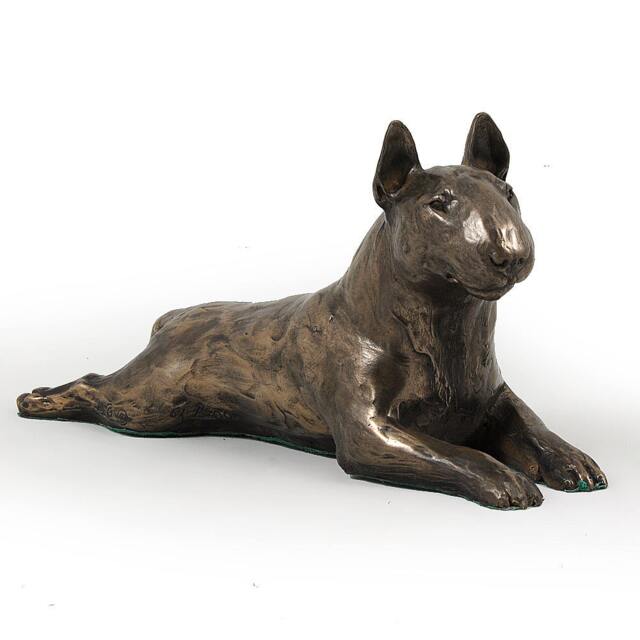 Bull Terrier - Lying, Dog Wooden Base Statue, Limited Edition, Artdog - image 1