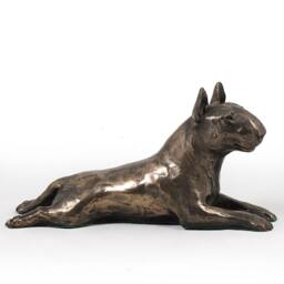 Bull Terrier - Lying, Dog Wooden Base Statue, Limited Edition, Artdog - thumbnail 2