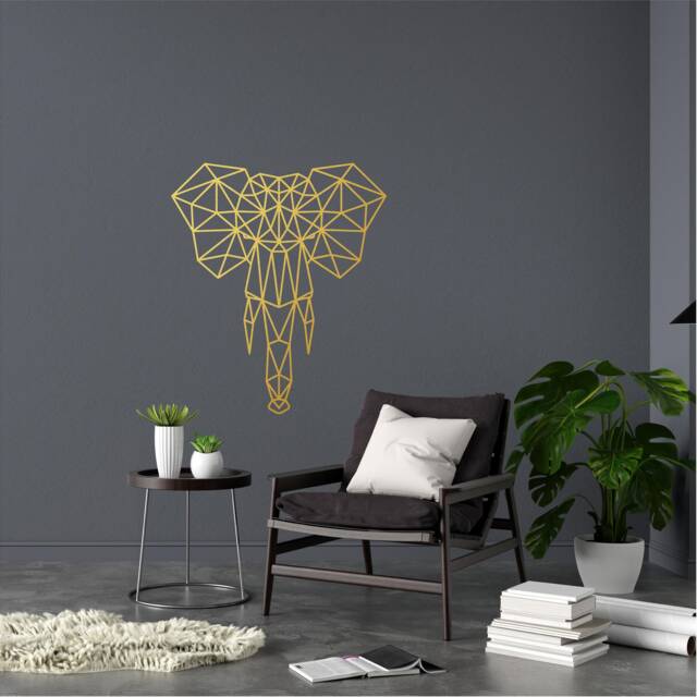 Geometric Elephant Wall Art, Minimalist, Modern, Abstract, Decal, Mural, Transfer, Boho -G016 , 5 Sizes, 36 Colour Options - image 1