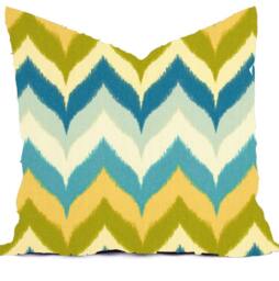 Outdoor Pillows Or Indoor Custom Cover Sizes Include 16x16, 18x18 - Shades Of Blue Aqua Royal Yellow Daffodil Modern Geometric Tribal Floral - thumbnail 1