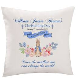 Personalised Christening Cushion With Name & Church/Pink Or Blue Baptism Decoration Baby Girl Boy Gifts Keepsake Naming Ceremony - thumbnail 4