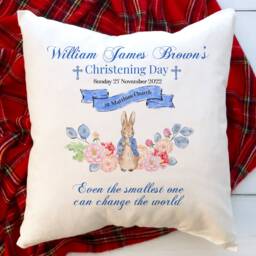 Personalised Christening Cushion With Name & Church/Pink Or Blue Baptism Decoration Baby Girl Boy Gifts Keepsake Naming Ceremony - thumbnail 3