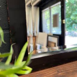 Handcrafted Komono Black Mirror With Bevelled Glass, Japanese Inspired Simplicity - thumbnail 3