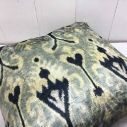 Silk Ikat Pillow Cover 24x24, Handwoven Accent Cushion - thumbnail 4