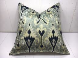 Silk Ikat Pillow Cover 24x24, Handwoven Accent Cushion