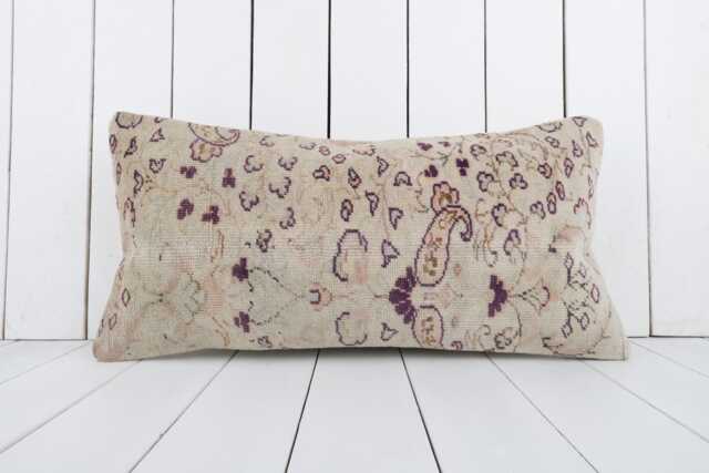 Vintage Turkish Kilim Lumbar Pillow Cover, 12x24 Inch Decorative Cushion - image 1