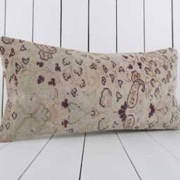 Vintage Turkish Kilim Lumbar Pillow Cover, 12x24 Inch Decorative Cushion - thumbnail 2