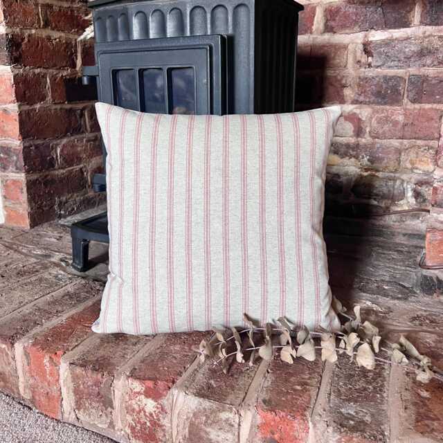 1603. Handmade Blush Stripe Linen Blend Cushion Cover, Various Sizes - image 1