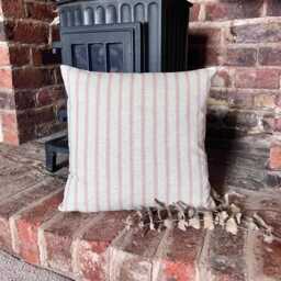 1603. Handmade Blush Stripe Linen Blend Cushion Cover, Various Sizes - thumbnail 1