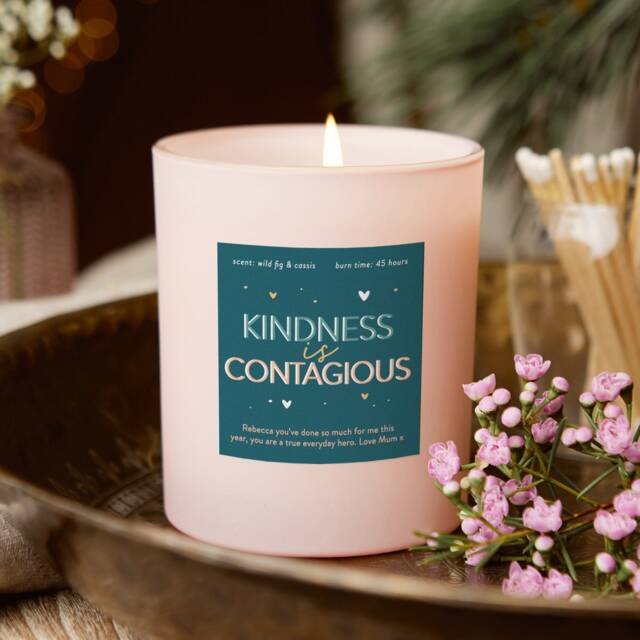 Kindness Is Contagious Pink Candle Personalised Thank You Gift - image 1