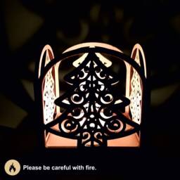 Rustic Wooden Christmas Tree Candle Holder Holiday Tealight Lantern - thumbnail 4