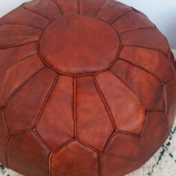 Moroccan Leather Pouf, Sttuning Moroccan Pouf, Moroccan Ottoman Pouf Foostool Poufmoroccan Leatherpouf - thumbnail 3