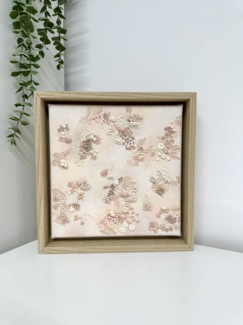Pink Pearl Coral Reef - Unique Canvas Art Wall 3D Coastal Coastal Interiors Texture Modern Shell - image 1