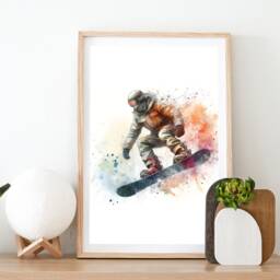 Snowboarding Print Set - Of 3 Snowboard Posters - Watercolour Art Prints Decoration Gift For Snowboarder Winter Sports - thumbnail 2