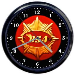 Bsa Badge Motorcycle Black Wall Clock