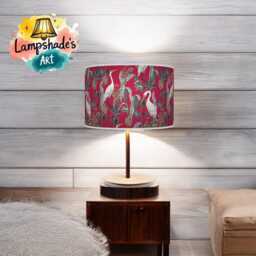 Heron Bird Lampshade - Fuchsia Pink Pendant Light Shade Handmade Ceiling Lamp For Jungle Or Nature Decor - thumbnail 3