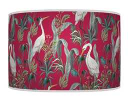 Heron Bird Lampshade - Fuchsia Pink Pendant Light Shade Handmade Ceiling Lamp For Jungle Or Nature Decor