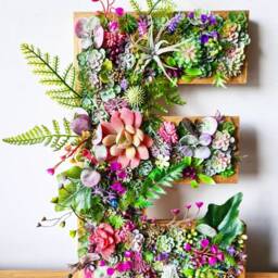 Faux Succulent Wall Letter Plant Decor Sign - 12 - thumbnail 2
