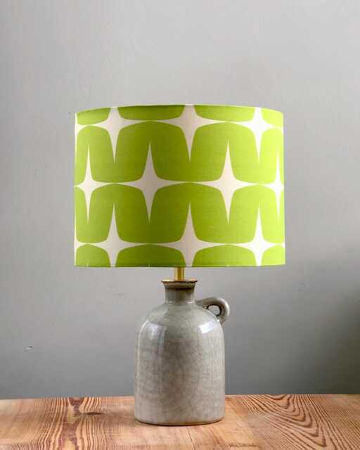 Retro Table Lamp Made From A Pre Loved Small Jug With Seventies Print On The Lampshade. 37cm High - image 1