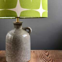 Retro Table Lamp Made From A Pre Loved Small Jug With Seventies Print On The Lampshade. 37cm High - thumbnail 2