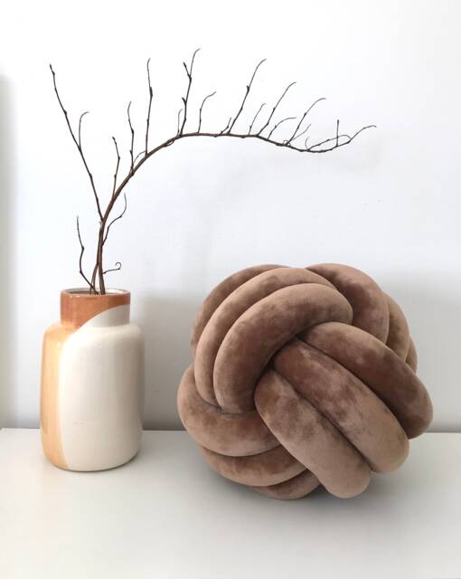 Decorative Brown Velvet Knot Pillow - 14 Color Options - image 1