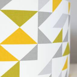 Yellow Grey & Green Geometric Drum Lampshade, 20cm To 40cm ?? Handmade By Vivid Shades, Modern Retro Stylish Triangle Pattern - thumbnail 3