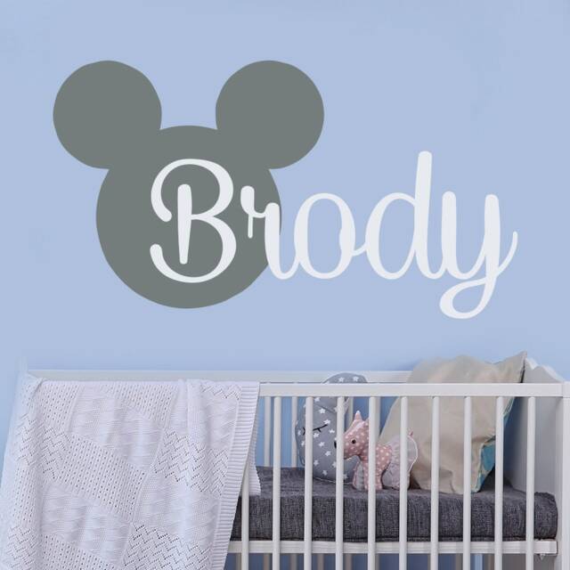 Name Wall Decal Mickey Mouse Head Ears Vinyl Decals Sticker Custom Personalized Baby Decor Bedroom Nursery Room J459 - image 1