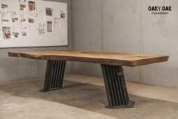 Live Edge Oak Dining Table, Custom Solid Wood With Metal Legs