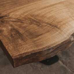 Live Edge Oak Dining Table, Custom Solid Wood With Metal Legs - thumbnail 4
