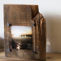 Surf Decor - Surf Photograph Photo Frame Reclaimed Wood Art Sea Groyne One Of A Kind - thumbnail 2