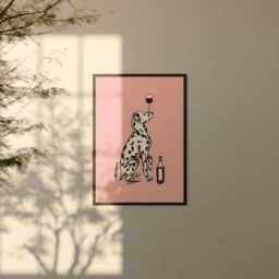 Customisable Dalmation Wall Art - Drawing, Print, Dog Lovers Gift, & Wine Unframed Or Digital Download - thumbnail 2