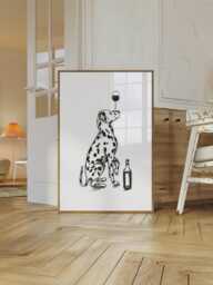 Customisable Dalmation Wall Art - Drawing, Print, Dog Lovers Gift, & Wine Unframed Or Digital Download - thumbnail 1