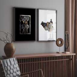 South Sudan Map Set Of 2 Black & Gold + Typography Wall Art Prints - thumbnail 2