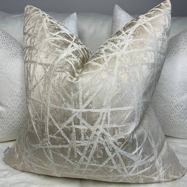 Neomi Luxury Cushion Cover, Pillow Throw Textured Cream Cover For Sofa Bed Or Throw. Designer Fabric/Made in UK - image 1
