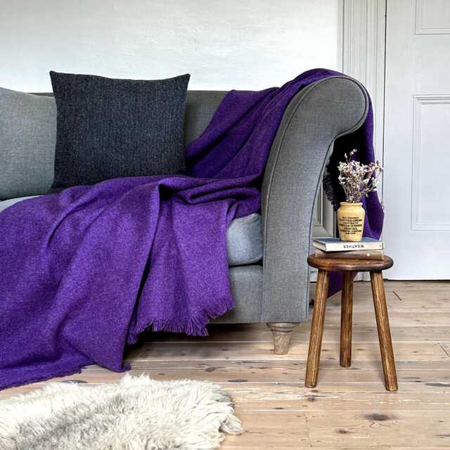 Harris Tweed Thistle - Luxury Large Pure Wool Throw Blanket 150x200cm/59x79 - image 1